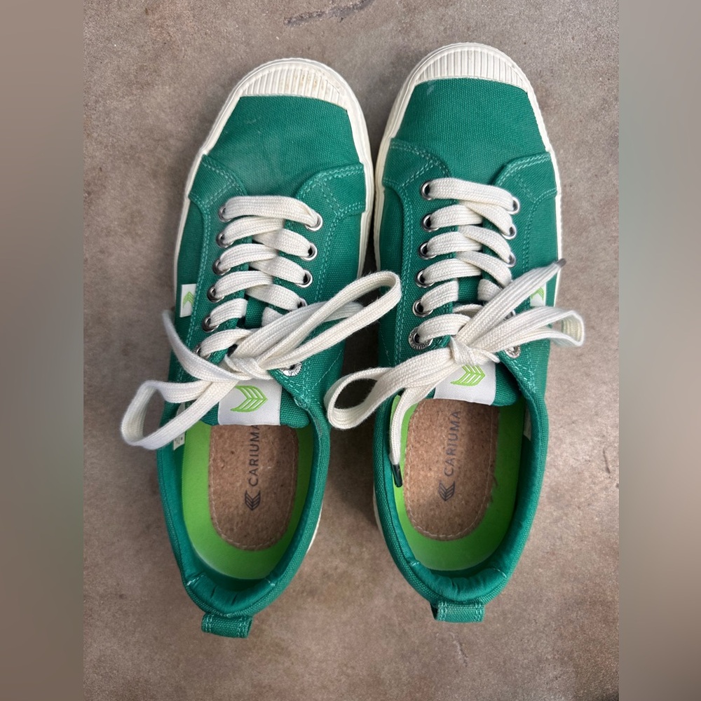 Cariuma Unisex Green Organic Canvas Upper Oca Low Lace Up Sneakers Size 8/9.5